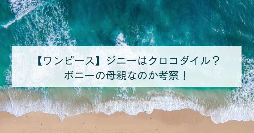 【ワンピース】ジニーはクロコダイル？ボニーの母親なのか徹底考察！